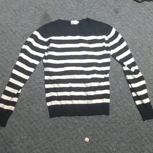 Long sleeve black and white striped shirt